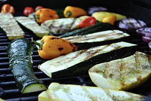 Grilled zucchini among other vegetables