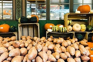 display of sweet potatoes